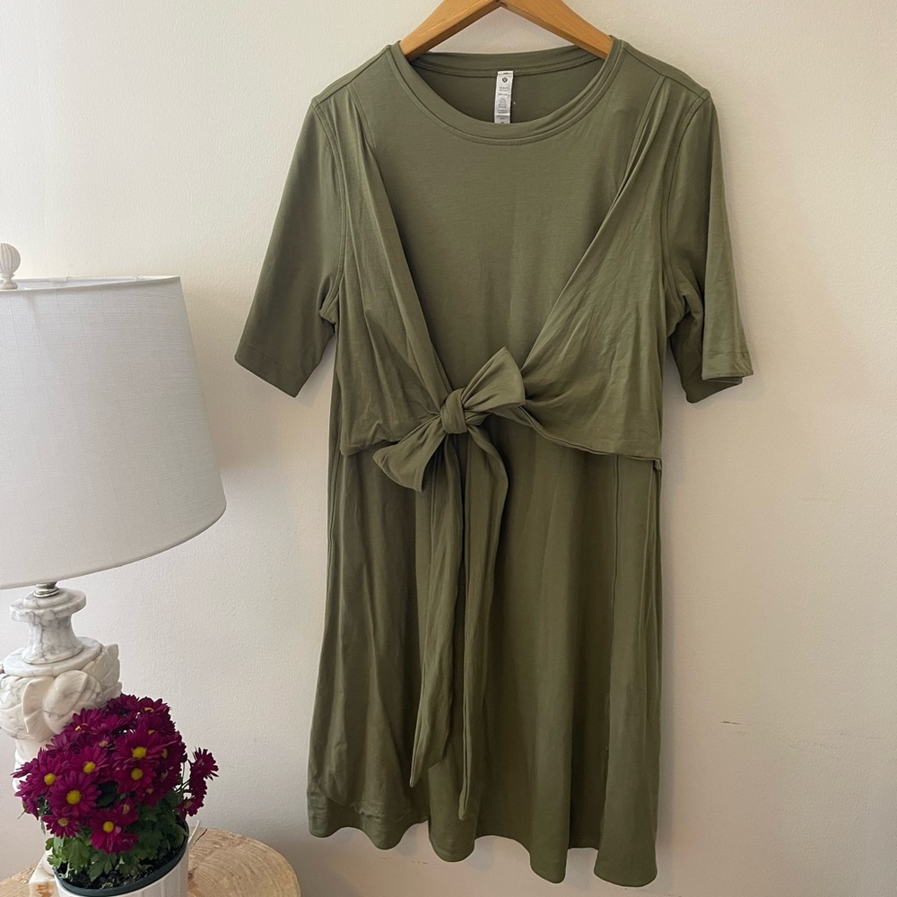 lululemon athletica Olive Green Tie-Front Midi Dress